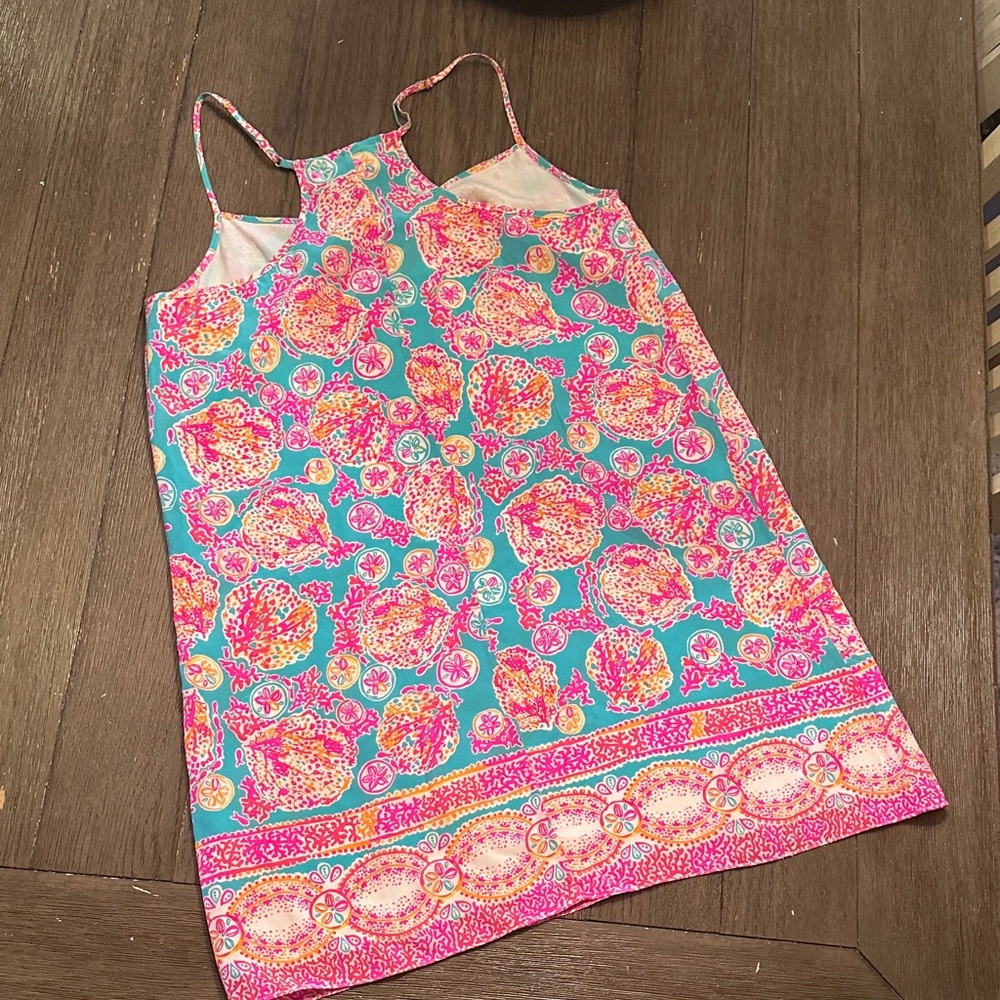 Lilly Pulitzer Pink and Blue Silk Floral Dress - Large - Picture 3 of 5